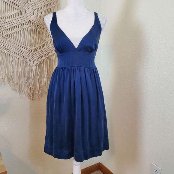 OPTIONS 100% Silk Royal Blue Mini Dress! Size S/M. - Picture 1 of 11